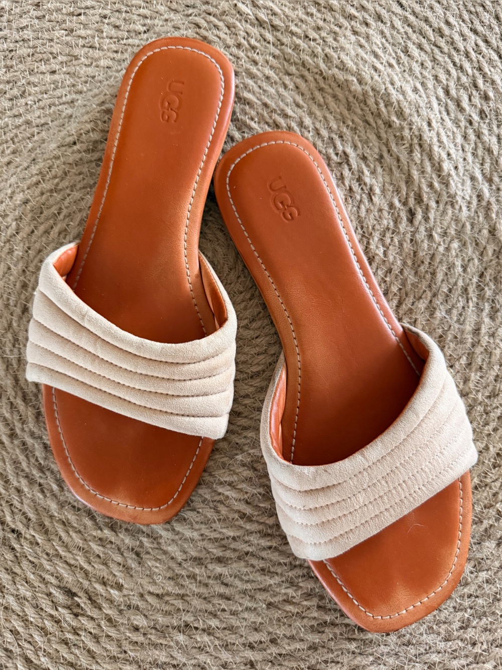 UGG Women's Slide Sandals with Cream Suede Strap